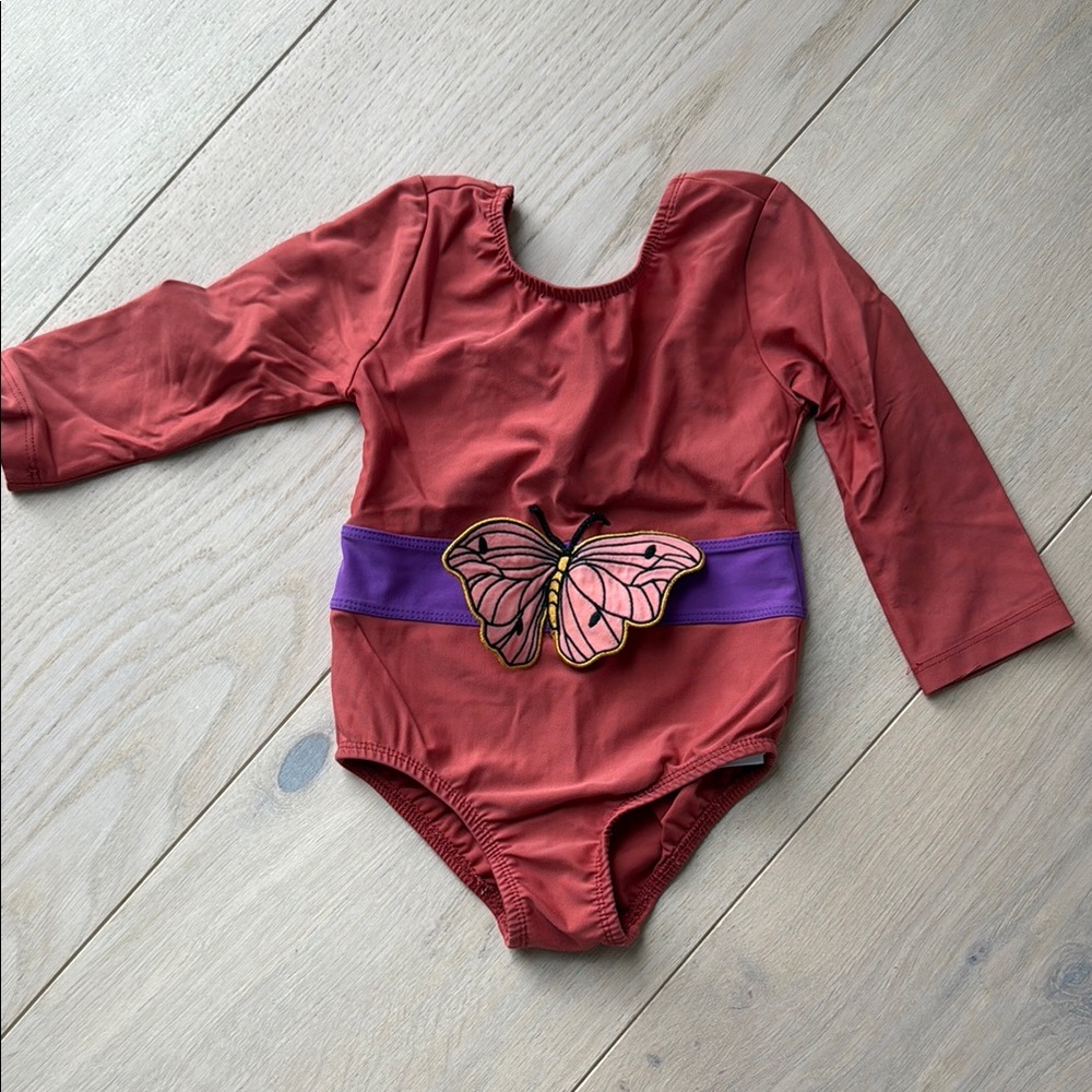 Mini Rodini Long Sleeve Swimsuit with Butterfly Accent size 80-86
